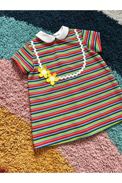 Vintage 70s Kid’s Rainbow Flower Power Dress