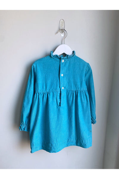 Vintage Aqua Ruffle Detail Dress - Approx Size 3