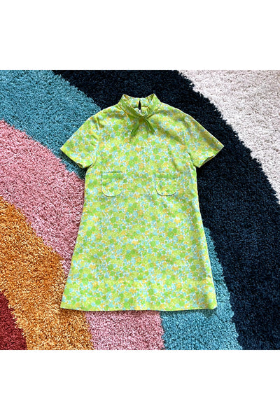 Vintage 60s Flower Power Mod Dress - Approx Size