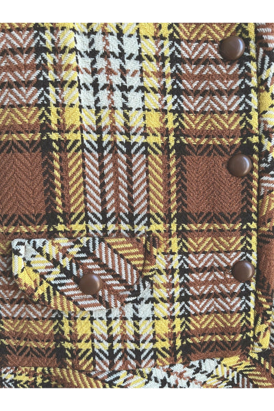 Vintage 70’s Deadstock Plaid Button Front Dress - Size 10