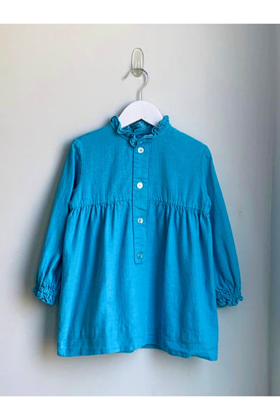 Vintage Aqua Ruffle Detail Dress - Approx Size 3