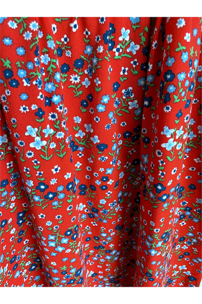 Vintage Red Floral Dress w/Tie Shoulders - Approx Size 2 or 3