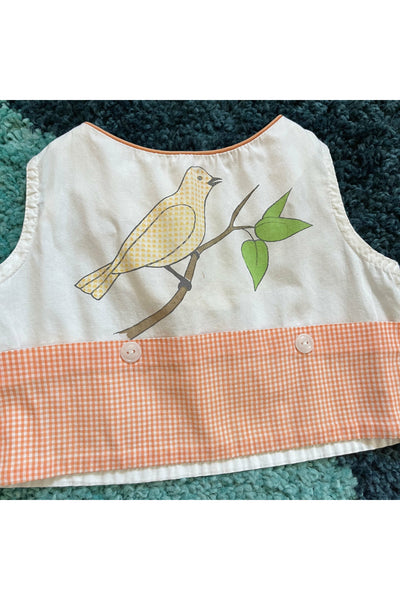 Vintage Gingham Bird Print Top