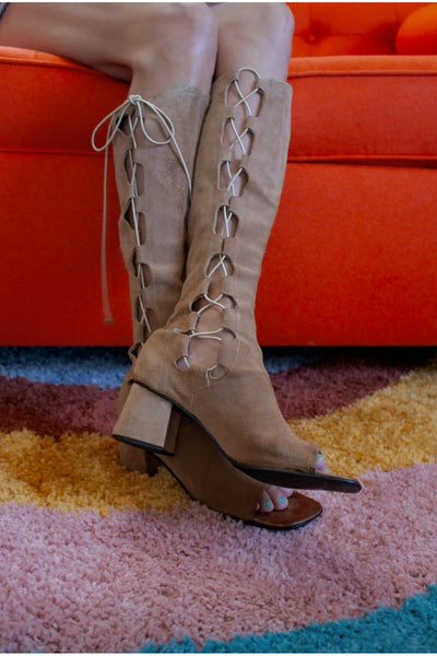 Vintage 60’s Suede Gladiator Go Go Boots - Approx Size 8.5/9