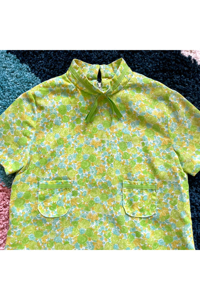 Vintage 60s Flower Power Mod Dress - Approx Size