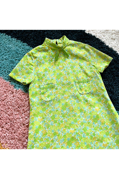 Vintage 60s Flower Power Mod Dress - Approx Size