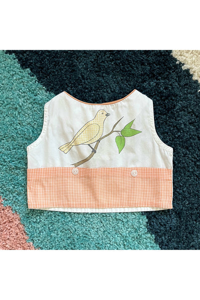 Vintage Gingham Bird Print Top
