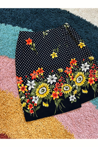 Vintage 90s Flowers & Polka Dots Skirt
