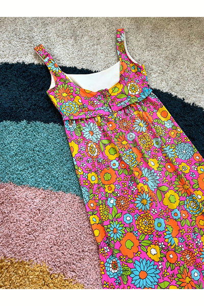 Vintage 60s Day-Glo Flower Power Dress