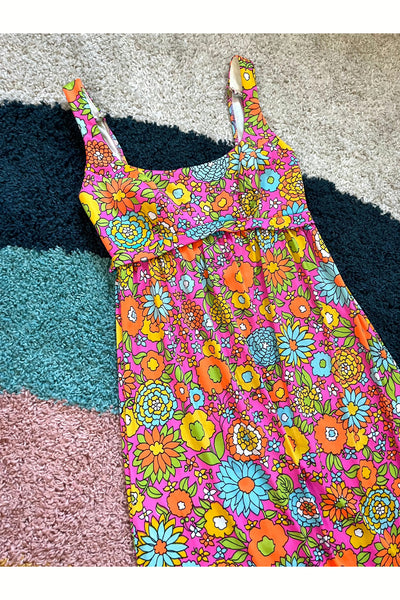 Vintage 60s Day-Glo Flower Power Dress