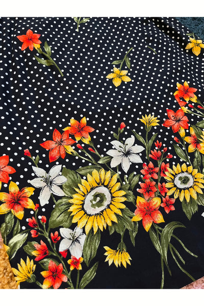 Vintage 90s Flowers & Polka Dots Skirt