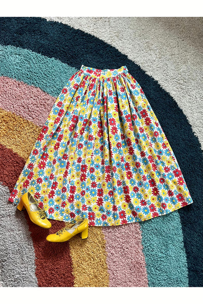 Vintage 60s Primary Colors Flower Power Skirt