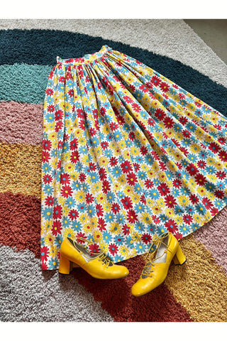 Vintage 60s Primary Colors Flower Power Skirt