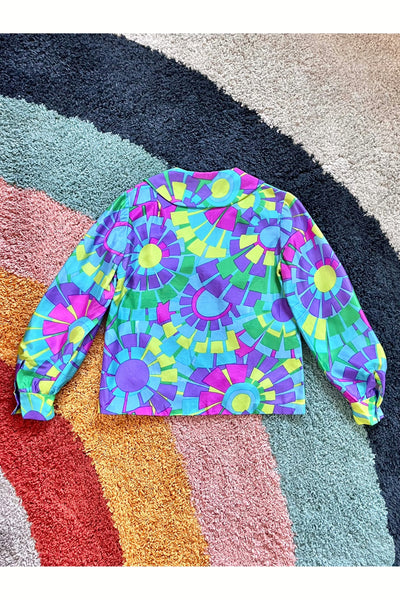 Vintage Rare 60s Psych Abstract Op Art Top/Jacket