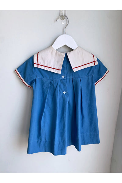 Vintage Blue Sailor Collar Dress - Approx Size 3