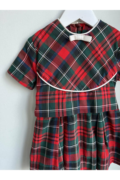 Vintage 50’s Plaid Bow Front Dress - Approx Size 2 or 3