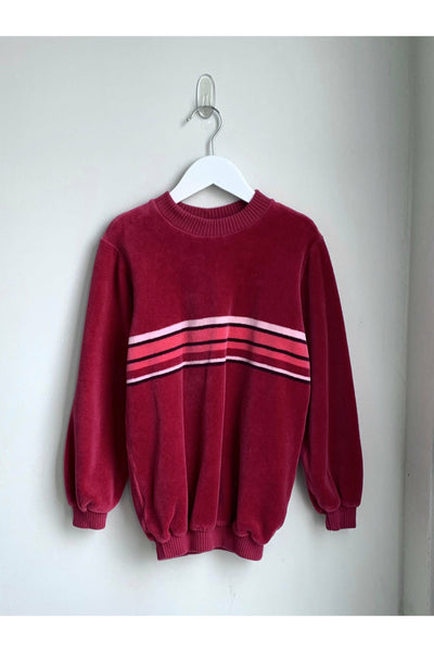 Vintage Striped Velour Sweatshirt - Size 8