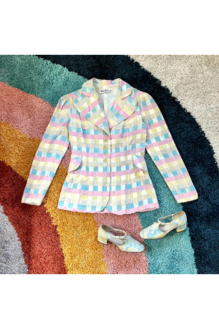 Vintage 70’s-Early 80’s Pastel Abbey Round Collar Blazer - Approx Size S or M