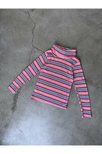 Vintage Pink Striped Turtleneck - Size 6X