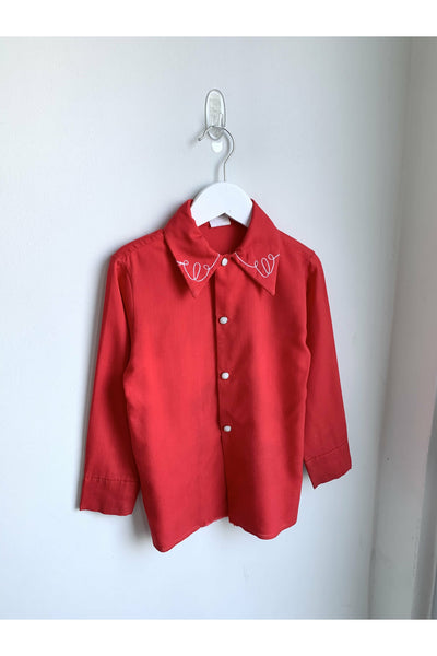 Vintage 70’s Western Embroidered Dagger Collar Shirt - Size 5