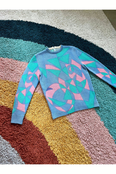 Vintage Super RARE 60s Pastel Day-Glo Op Art Sweater
