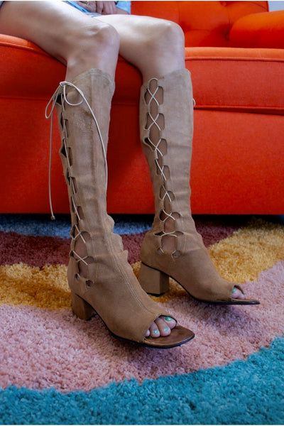 Vintage 60’s Suede Gladiator Go Go Boots - Approx Size 8.5/9