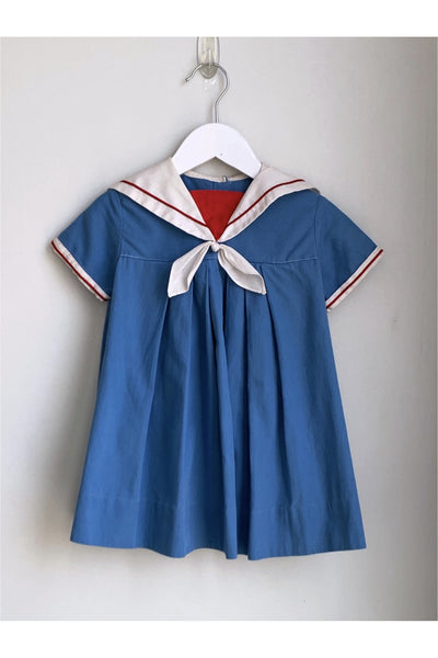 Vintage Blue Sailor Collar Dress - Approx Size 3
