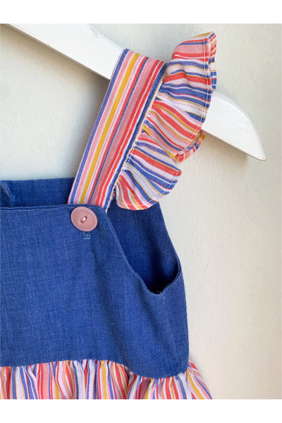 Vintage ~70’s Striped & Chambray Set - Approx Size 12 or 18 mos