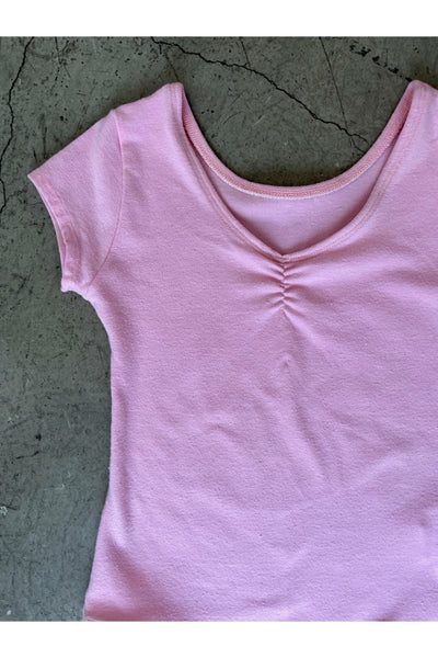 Vintage Pink Ruched Bodysuit - Size 4-6X
